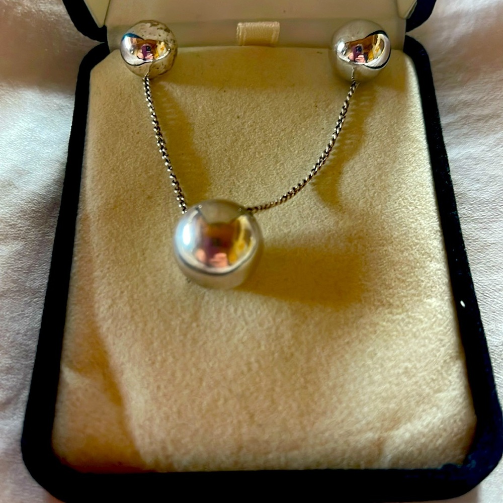 Sterling silver ball necklace, and matching earrings